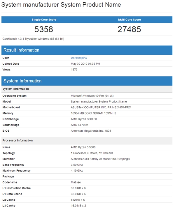 AMD六核心锐龙5 3600跑分曝光：酷睿i7倍感压力