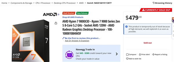 AMD锐龙7 9800X3D一芯难求！黄牛价格翻一倍不止