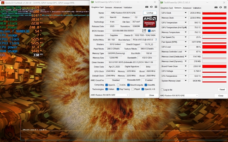 AMD RX 9070 GRE首发评测：游戏碾压RTX 5060 Ti 16GB 超频接近RTX 5070