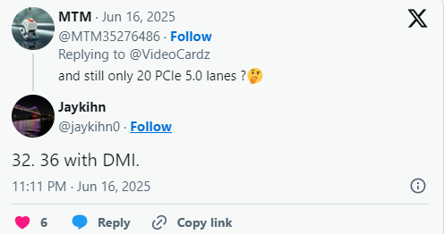 Intel Nova Lake内存升级DDR5-8000、PCIe 5.0通道增至32条